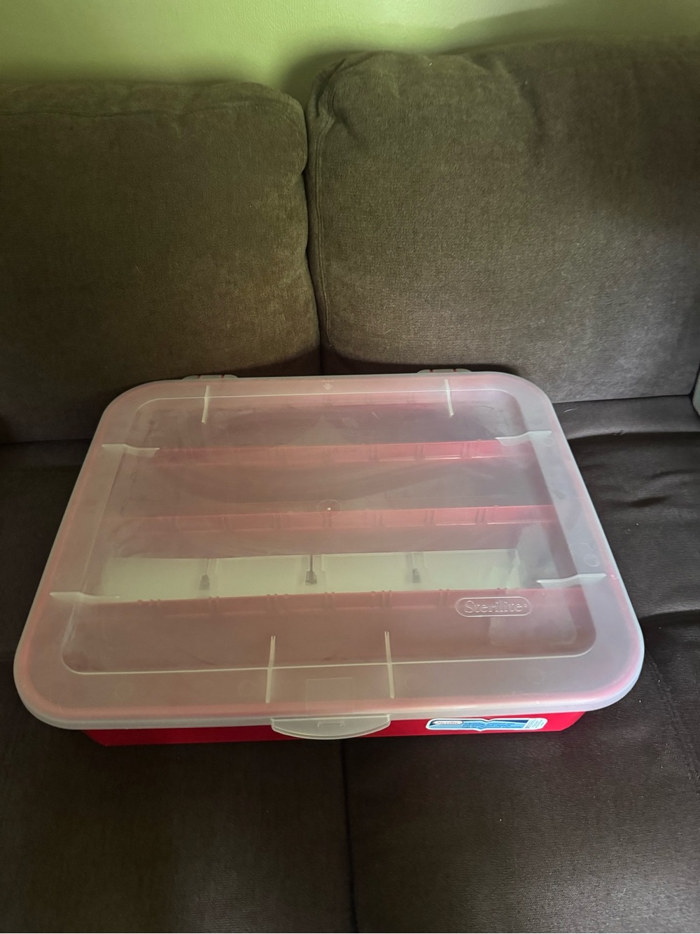 NWT Sterilite 32 Compartment Christmas Ornament Storage Organizer Box Red